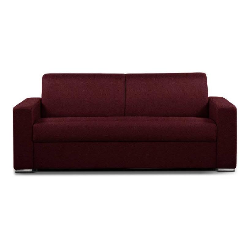 Canapé convertible ALLURE - Cuir vachette bordeaux - Matelas mémoire 20 cm - Sommier à lattes 140 x 197 cm_3