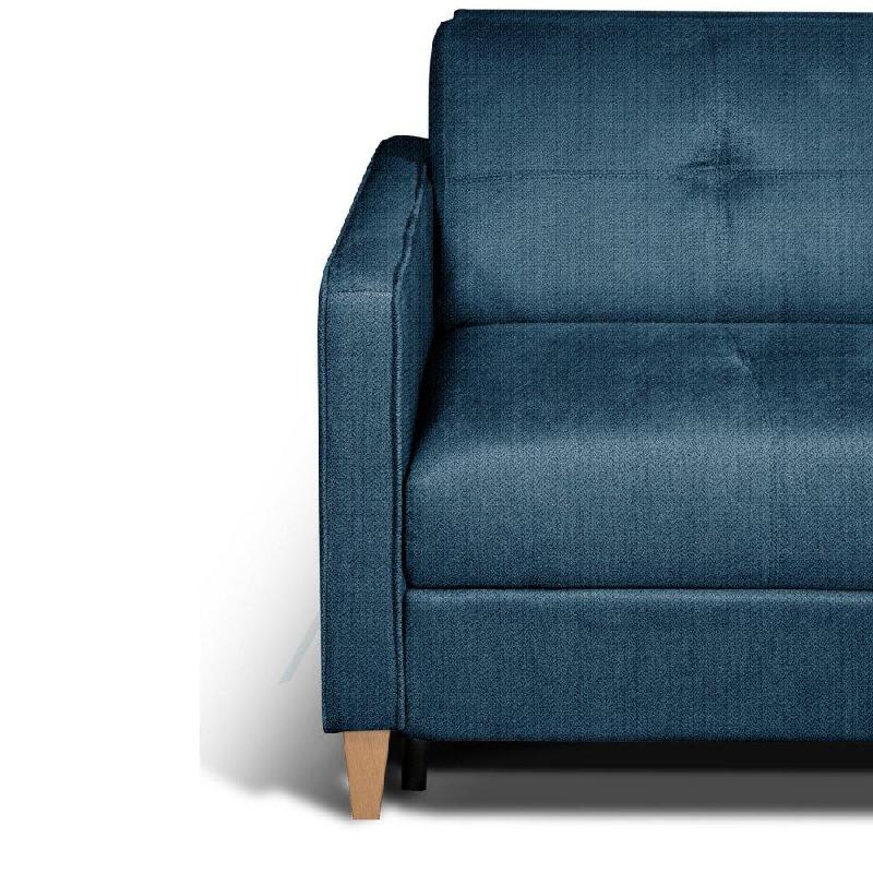 Canapé convertible scandinave 140cm - Matelas 16cm - Système express - Sommier lattes Renatonisi - Tweed bleu azur_3