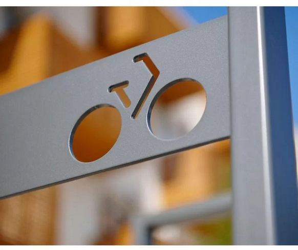 Appui Vélos Milan avec Tôle Signalétique - Hauteur 850/855 mm - Largeur 660 mm - Tube acier 50x30 mm_3