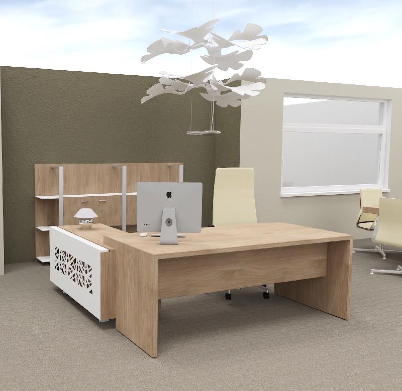 Bureau d'angle T45 avec desserte dos design - Quadrifoglio - 212, Droite, Orme_3