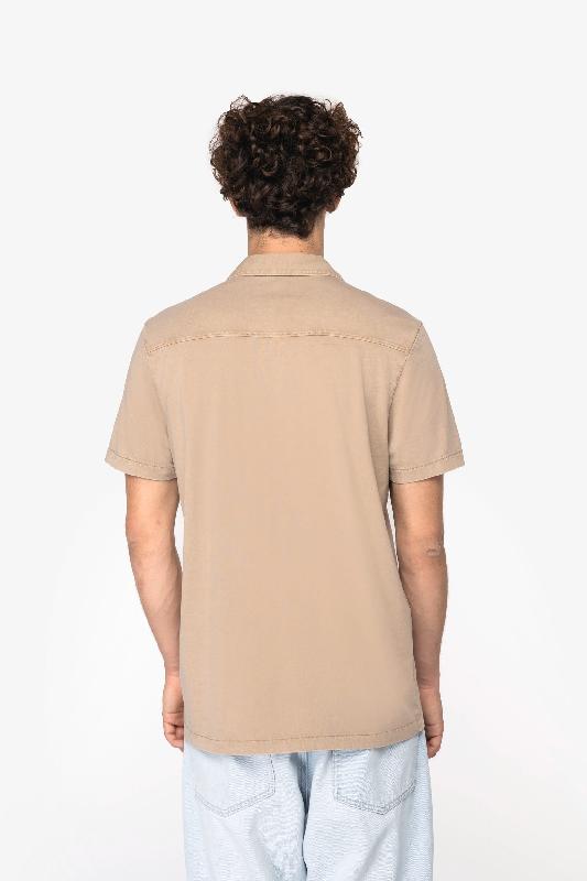 Chemise écoresponsable délavée en jersey - Manches courtes à col bowling homme - Réf: NS522 - 100% coton biologique_3