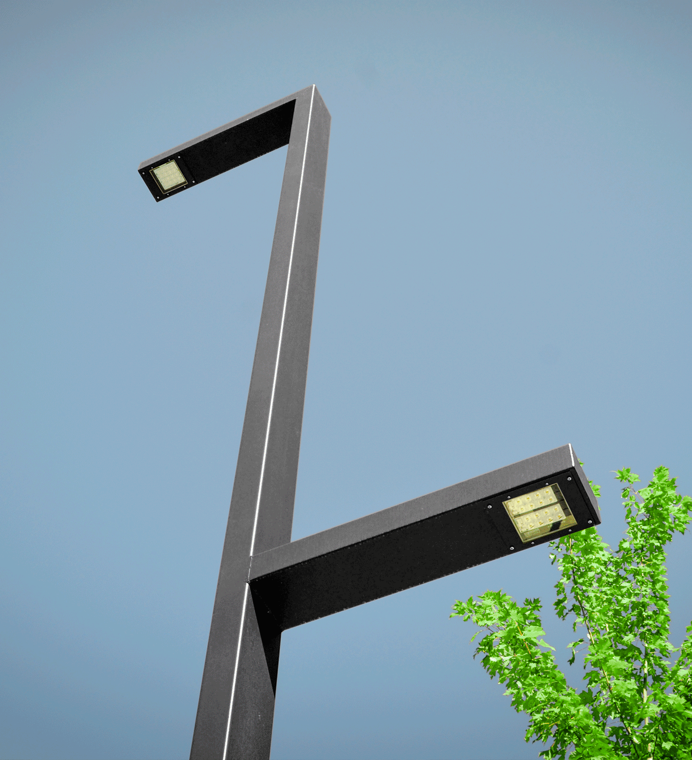 Ensemble lumineux Tomsk F ACTMF - mât en acier rectangulaire avec module LEDs 20W à 120W_3