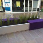 Jardinière Espace en béton avec banc intégré - Blanc / Gris / Ocre / Finition petra 1_3