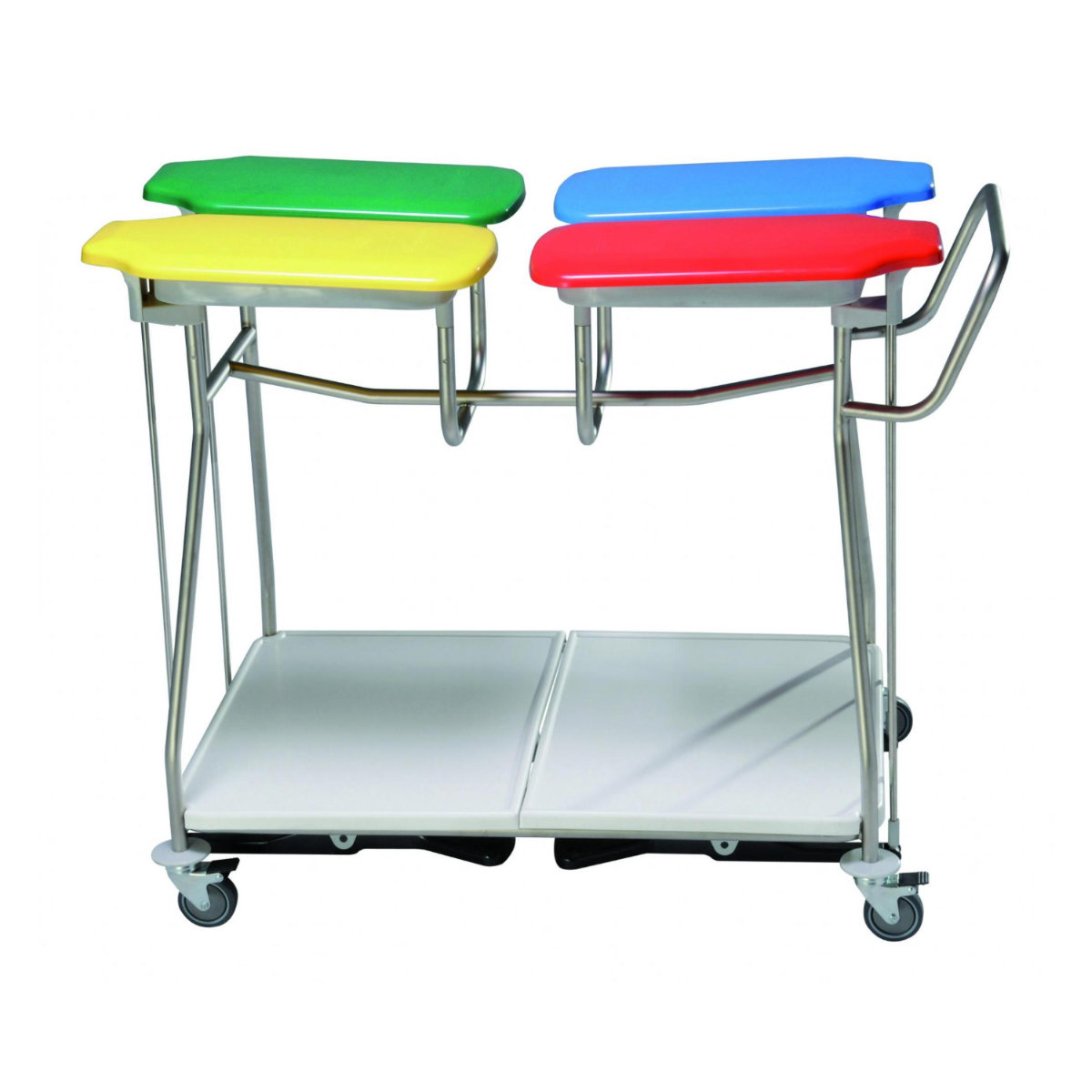 Chariot porte-sac 1 à 4 sacs avec options couvercle et pédale pour la collecte et tri du linge sale - Andromède_3