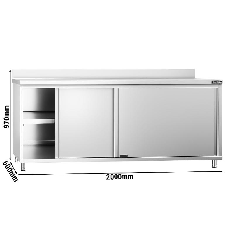 Meuble bas inox adossé P 600 mm avec portes - 2000_3