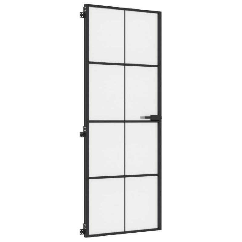 Vidaxl porte intérieure mince noir 76x201,5 cm verre trempé aluminium 155125_3