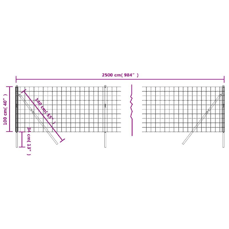 Vidaxl clôture en treillis métallique anthracite 1x25m acier galvanisé 154233_3