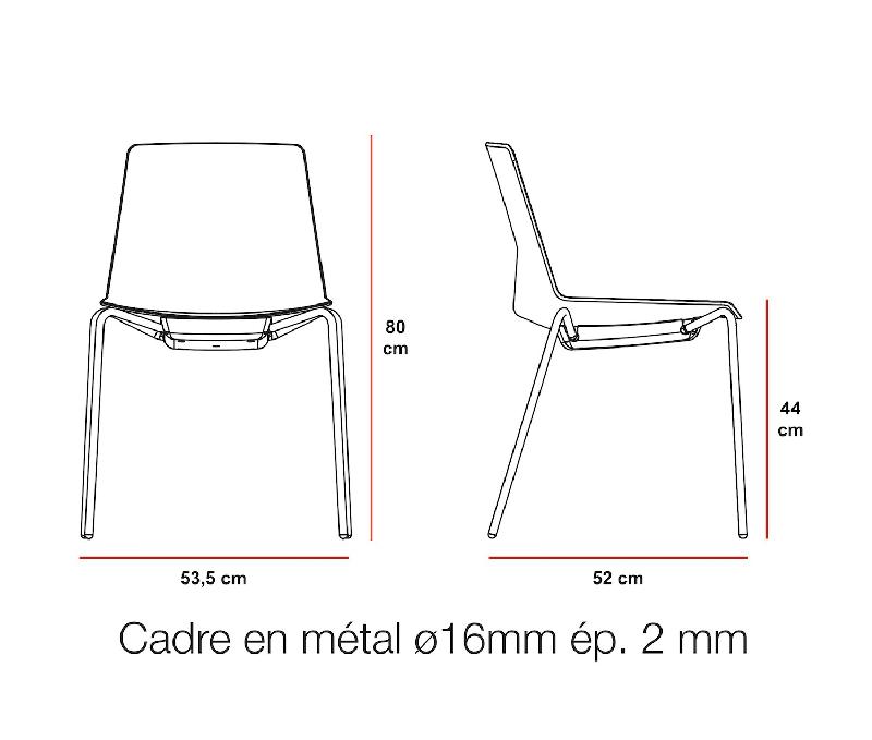 Chaise de réunion pieds métal CLUE - Offisit - Gris anthracite_3