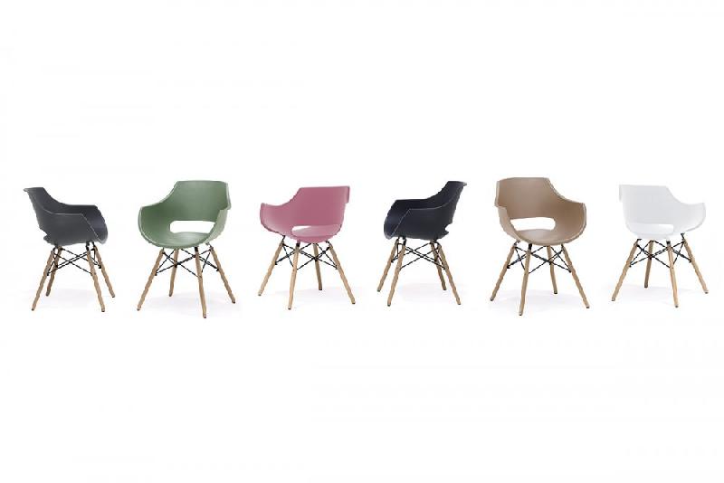 Lot de 4 chaises scandinaves REMO - Coque taupe finition mat - Piétement en hêtre naturel_3