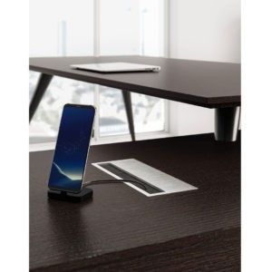 Bur-003 - Bureau de direction - Mobika - plateau en MDF - coloris bois au choix - piètement conique en acier_3