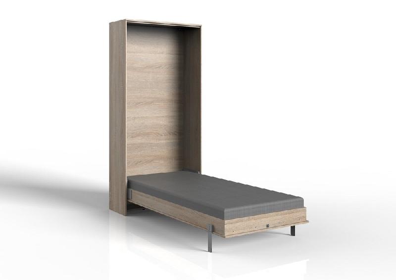 Lit escamotable VANIER - Décor chêne - Couchage 90 x 200 cm - Faible profondeur pour gain de place_3