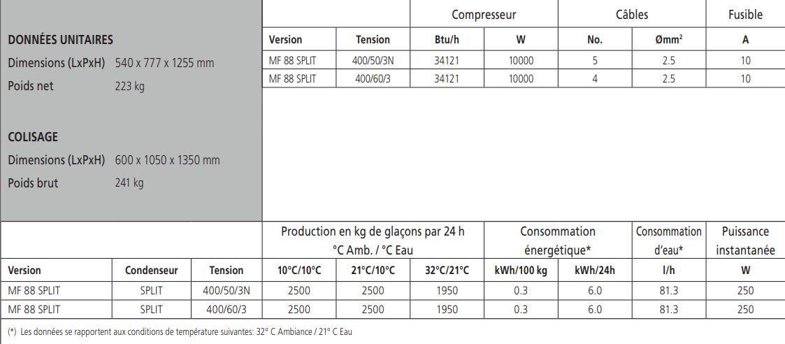 MF 88 SPLIT - Machine à glace en supergrains - Scotsman SCODIF - 2500 kg/24h - Finition inox_3