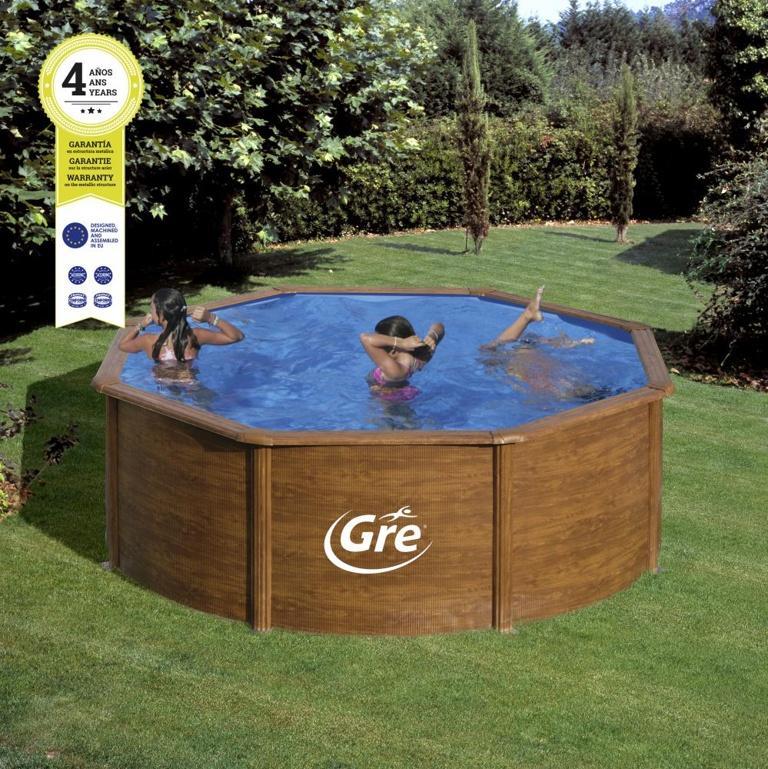 Piscine ronde en acier ø3,20m x h: 1,22m - imitation bois - filtration à cartouche_3