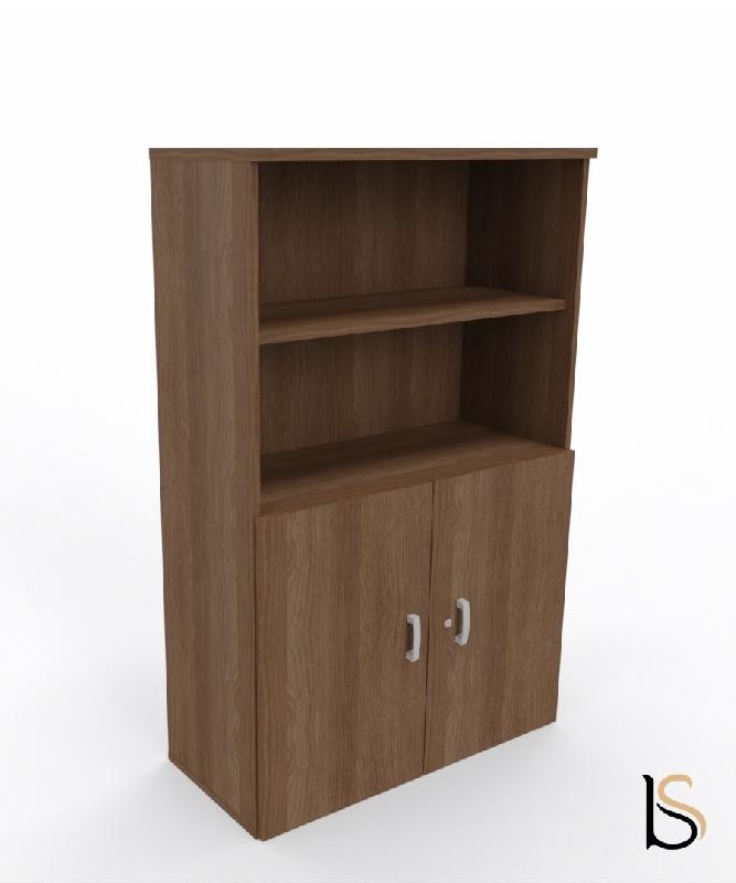 Armoire moyenne avec portes basses - Mobel Linea - 80, Acacia foncé_3