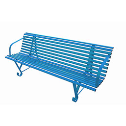 Banc public en tube méplat à sceller au sol - TERRA - Métallique, peinture verte RAL 6005, dimensions 195x74x38 cm_3