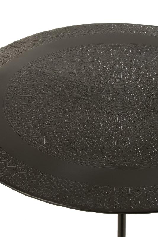 Table basse ronde Mistie en aluminium noir - Design élégant avec plateau à motifs - Diamètre 92 cm_3