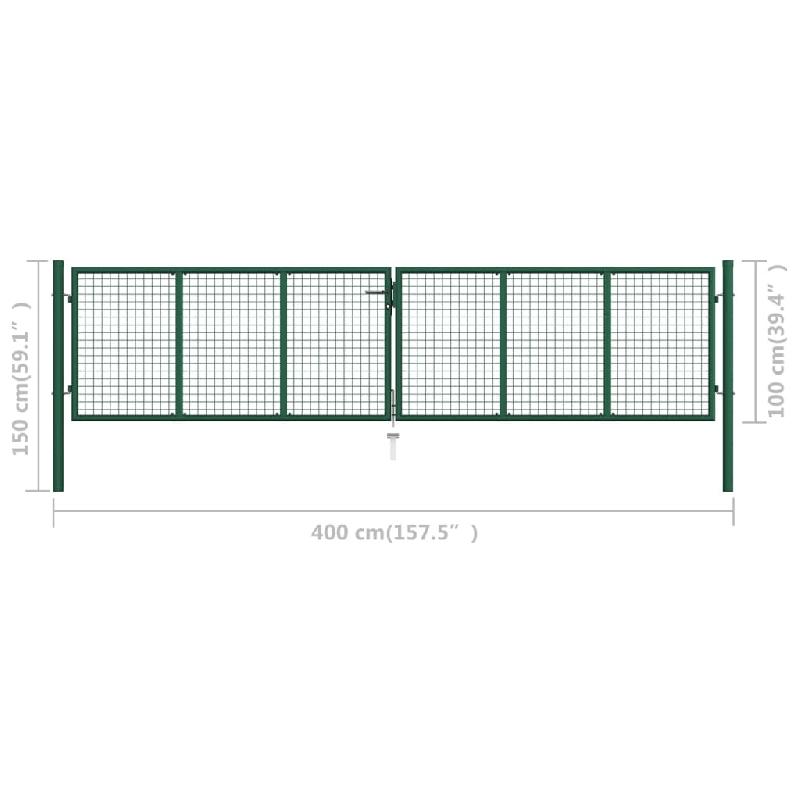Vidaxl portail en treillis de jardin acier 400 x 100 cm vert 145748_3