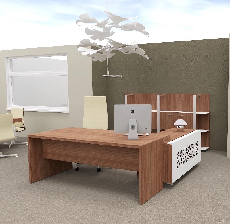 Bureau d'angle T45 avec desserte dos design - Quadrifoglio - 212, Gauche, Noyer Canaletto_3