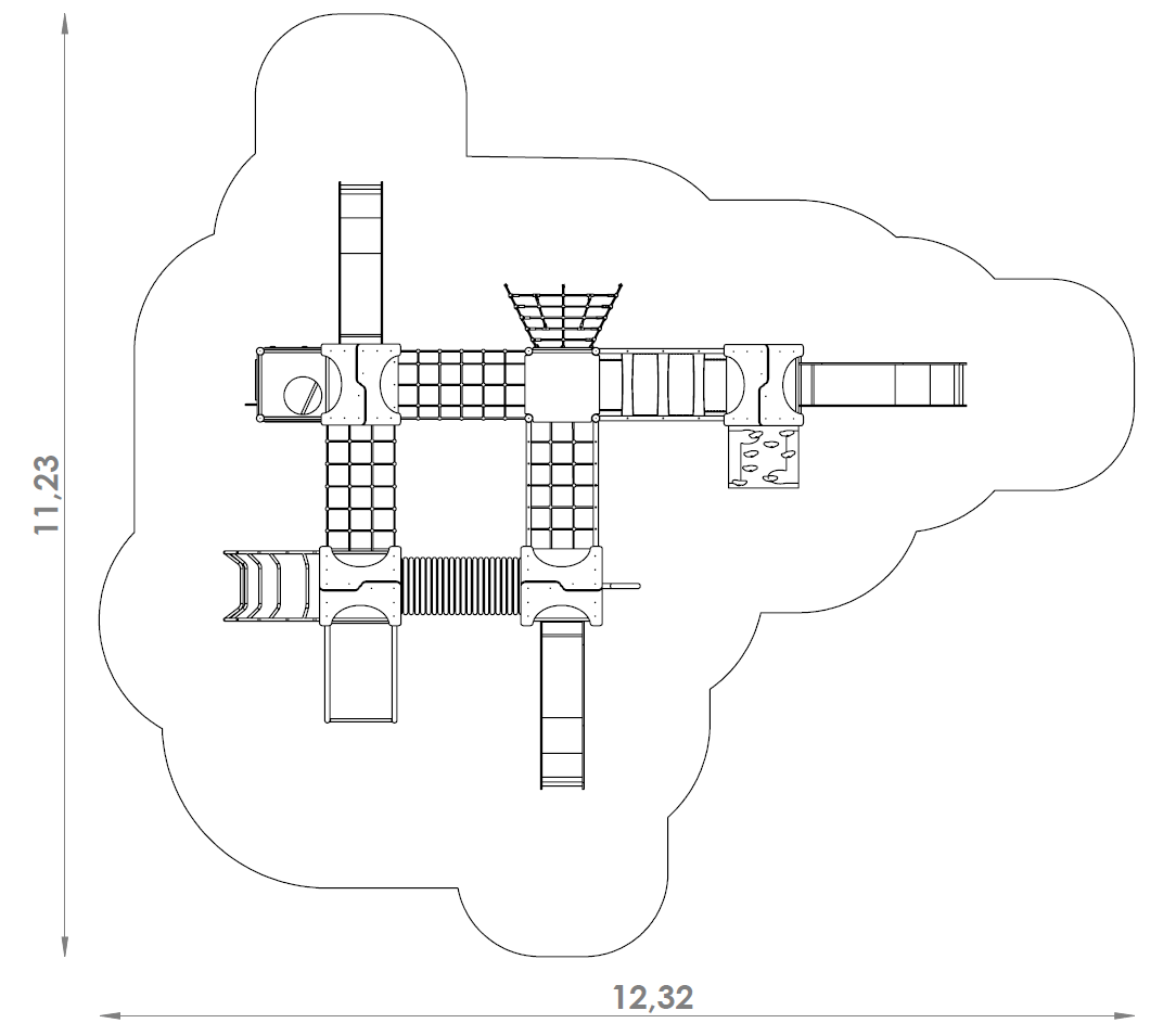 Jeu multi tours pour aire de jeux conforme EN1176 - Référence BT11214 - Construction en acier inoxydable et plastiques HDPE/HPL de haute qualité_3