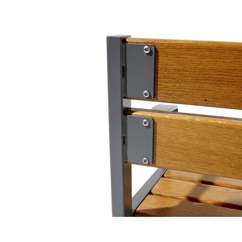 Banc Acier et Bois Silaos 5 ou 6 lames - Structure en tube acier 30 x 50 mm - Assise et dossier en chêne certifié PEFC - Deux longueurs disponibles_3