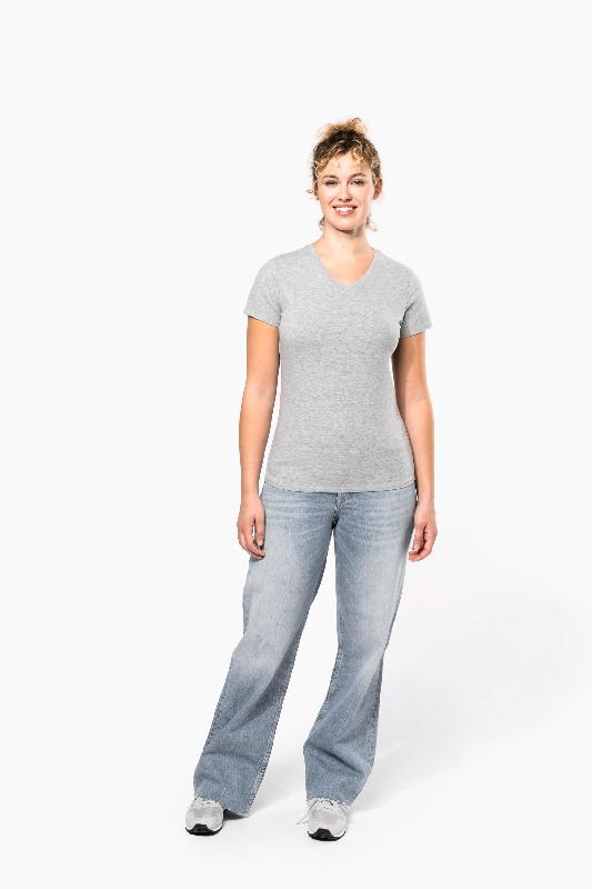 T-shirt col V manches courtes femme - Kariban - Réf: K3015 - Coupe moderne près du corps - 160 g/m²_3