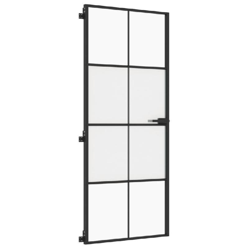 Vidaxl porte intérieure mince noir 83x201,5 cm verre trempé aluminium 155126_3