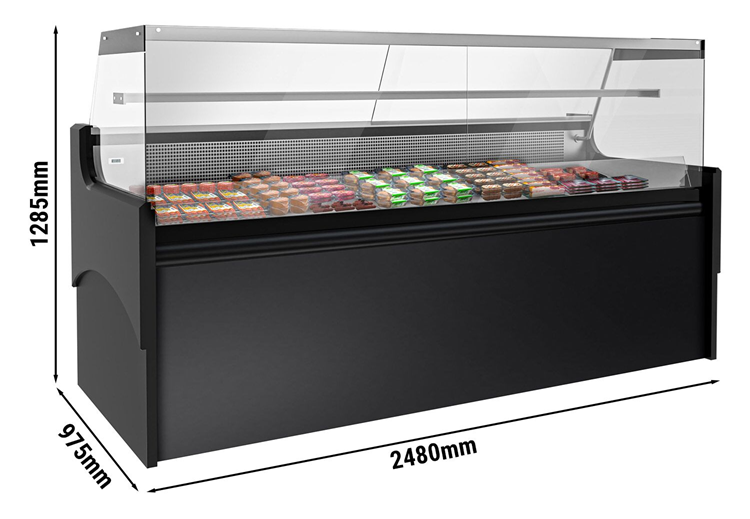 Vitrine réfrigérée avec service-arrière 248 x 98 cm et 2 réserves réfrigérées_3