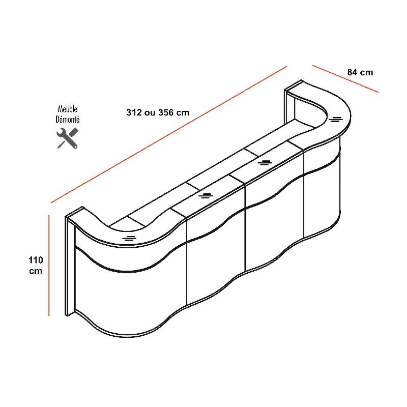 Comptoir d'accueil 3 postes Wave - MDD - Bleu mat, 356_3