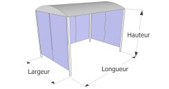 Abris 2 roues à toit arrondi pour vélos, motos et scooters - Série ATE - Sur mesure - Dimensions modulables et options personnalisables_3