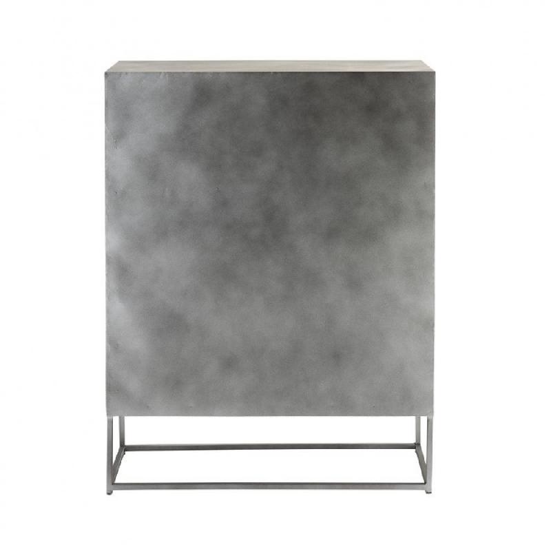 Buffet Tina - 2 portes en bois marron avec pieds en métal noir et 3 étagères de rangement_3