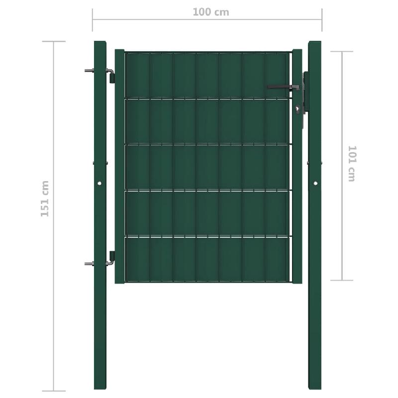 Vidaxl portail de clôture pvc et acier 100x101 cm vert 145228_3
