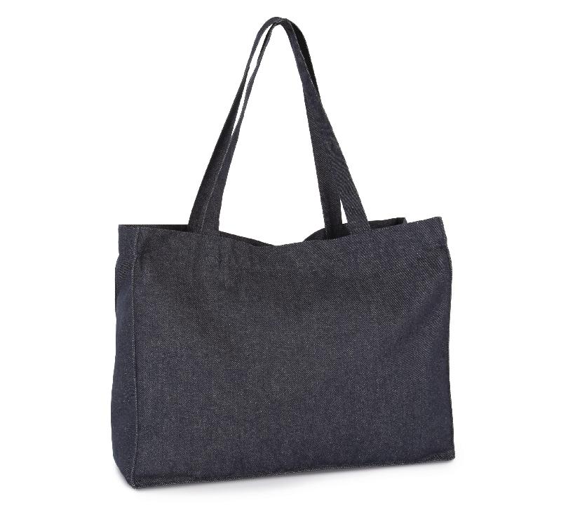 Grand sac shopping denim - Kimood - Réf: KI5229 - 70% coton recyclé / 30% polyester recyclé_3
