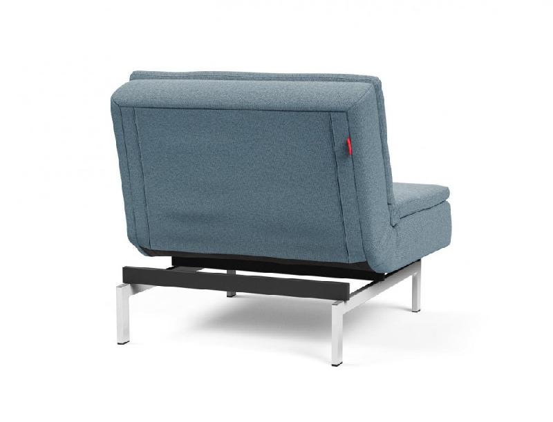 Innovation Living - Fauteuil design Dublexo convertible lit 90x115 cm - Pieds chromés - Tissu Soft Indigo_3