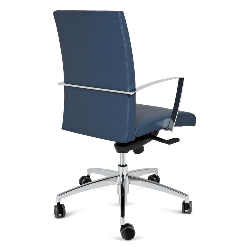 Fauteuil direction VIVA - Finition cuir - Accoudoirs fixes chromés - Haut dossier avec appui-tête - Référence VP02_3