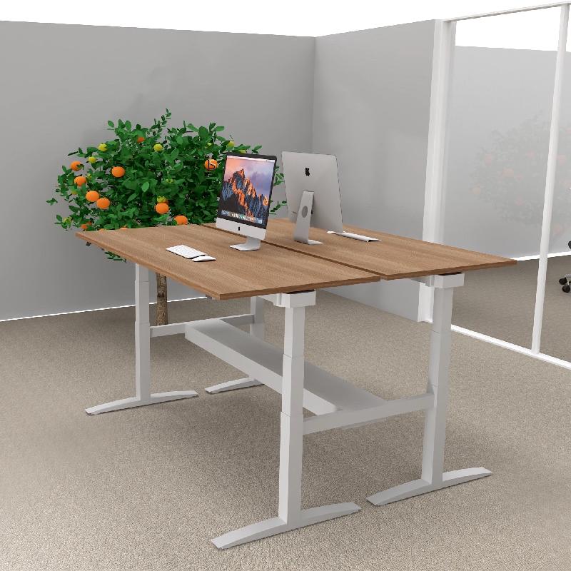 Bureau bench réglable en hauteur UP - Mobel Linea - Oui, 180, Alu, Acacia foncé_0