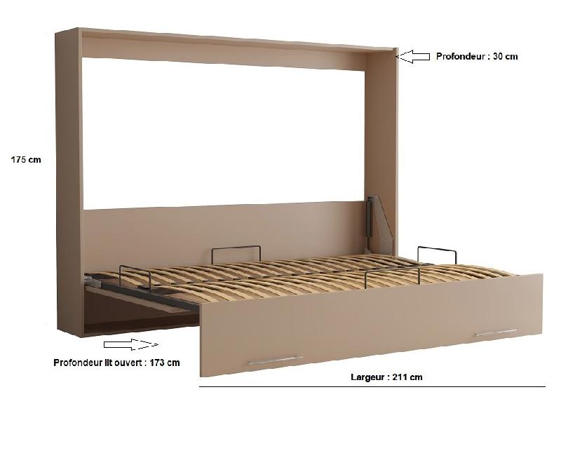 Armoire lit escamotable VERTIGO taupe mat - Couchage 160x200 cm - Ultra plate avec ouverture assistée_3