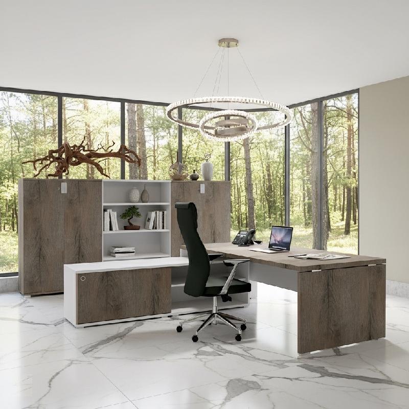Bureau Bi-colore TAK avec rangement intégré - Mobel Linea - 245, Gauche, Chêne grisé_3