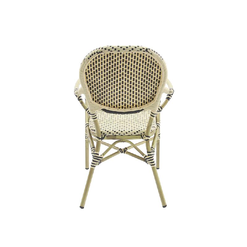 Tango - Fauteuil de bistrot en rotin synthétique bambou-blanc/noir_3