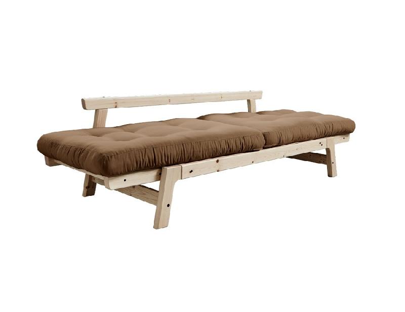 Banquette convertible futon STEP en pin massif - Coloris mocca - Couchage 70 x 200 cm - Design élégant et compact_3
