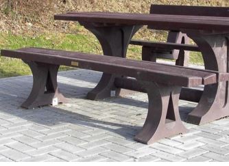 Banc public en 100% plastique recyclé - ALTON - 200 cm avec ou sans dossier, pieds monobloc et lames premium_3