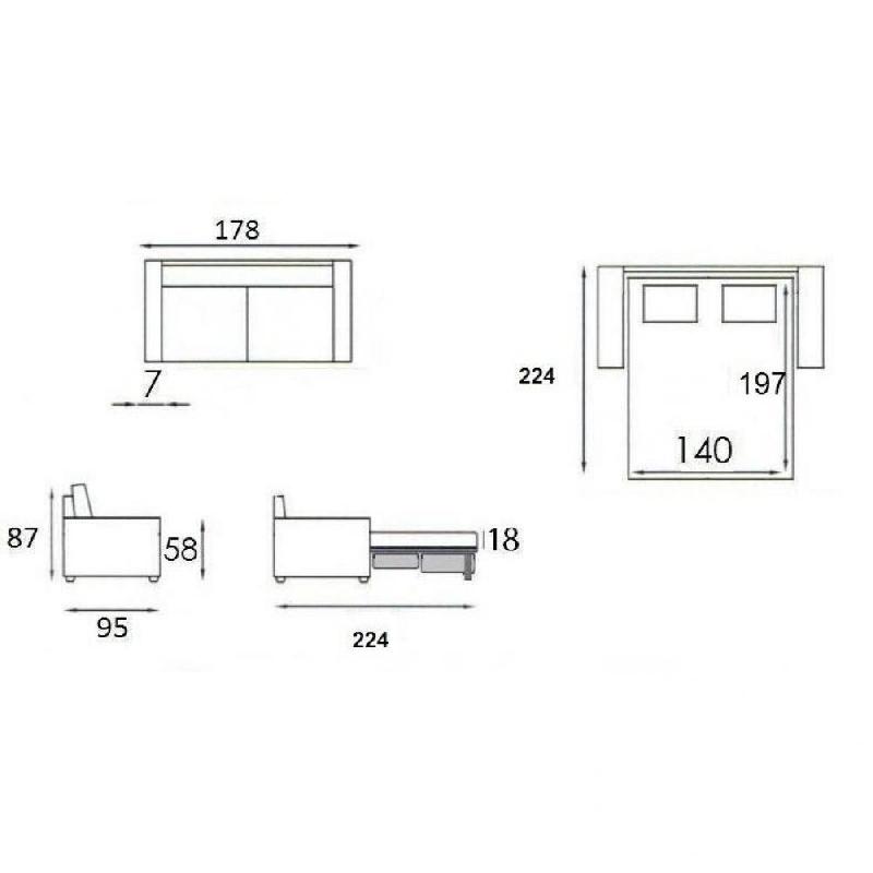 CANAPÉ CONVERTIBLE EXPRESS ECLIPSE 140CM MATELAS 18CM SOMMIER LATTES RENATONISI TWEED BLEU_3