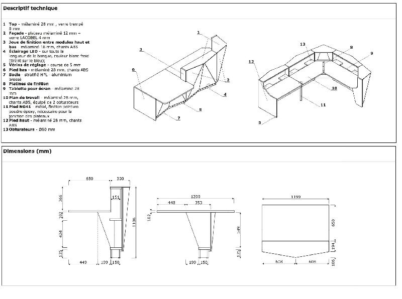 Grande banque d'accueil lumineuse Alpa - MDD - Gris brillant, Droite_3