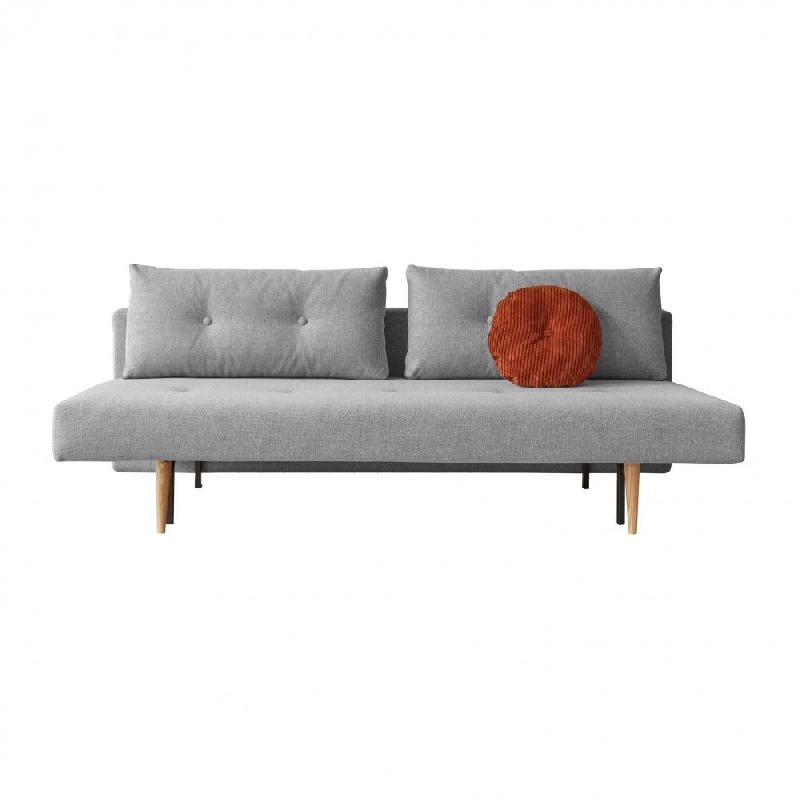 Innovation Living - Canapé design Recast Plus gris clair convertible lit 200x140 cm avec piétement noyer et housse de rangement_3