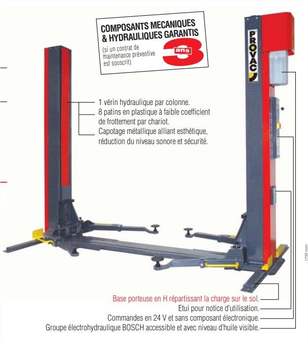 Pont élévateur robuste avec patins en plastique à faible frottement