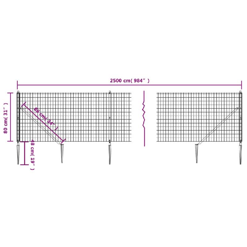 Vidaxl clôture en treillis métallique et piquet d'ancrage vert 0,8x25m 154104_3