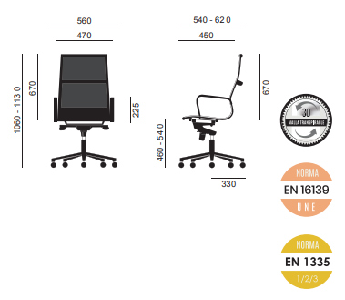 Fauteuil de Direction ARIANE - Résille Noir ou Blanc - Haut Dossier - Référence 7645 FR206 - Oscillant 4 positions_3