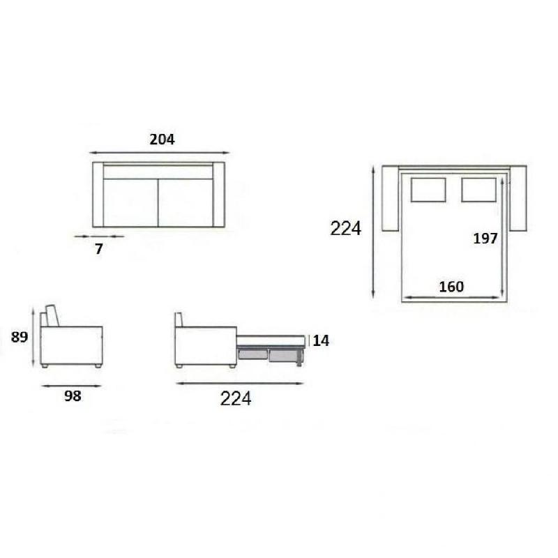 Canapé convertible express Nordic - Couchage 160x197 cm - Matelas 16 cm en microfibre gris graphite_3