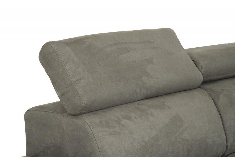 Canapé d'angle convertible droite avec coffre de rangement - tissu façon nubuck gris - méridienne droite - couchage 140x200 cm_3