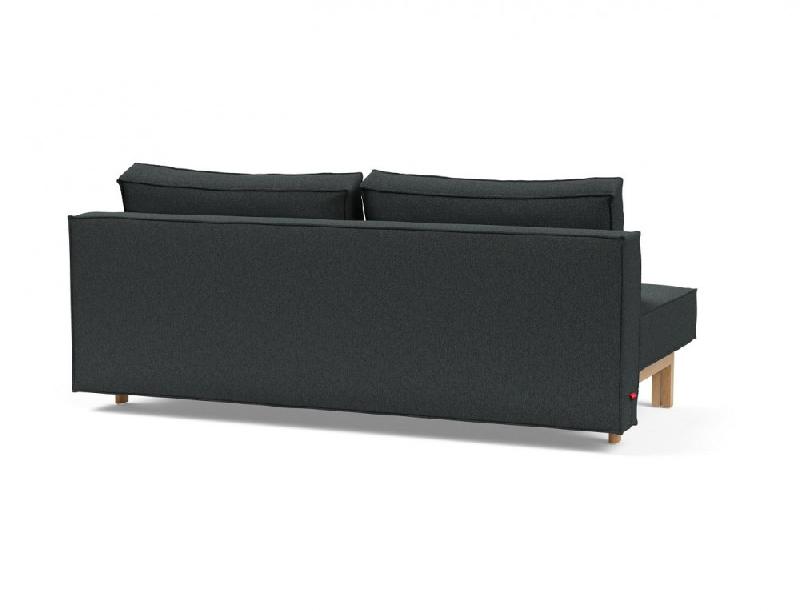 Canapé design convertible Innovation Living SLY - Lit 140x200 cm - Pieds bois chêne - Tissu bouclé Black Raven_3