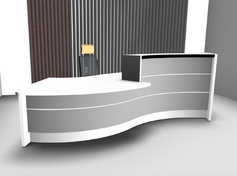 Comptoir d'accueil Valde forme vague avec accès PMR - MDD - Gris brillant, Gauche_3